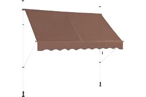 COSTWAY Klämmarkis, 250 cm bred, balkongmarkis utan borrning, UV-beständig, höjdjusterbar, vattenavvisande, markis med handvev, solmarkis, solskydd för balkong