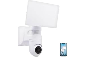 KOZII, Projecteur Mural connecté avec caméra intégrée, Détecteur de Mouvement, 2200 lumens, Blanc Froid, Idéal pour sécurité extérieure, Facile à Installer, Compatible avec Applications Smart Home