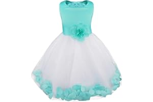 IEFIEL Vestido Princesa de Flores Niña Vestido de Novia Boda sin Manga con Tutú Tul Vestido de Formal Cumpleaños Bautismo para Niña 2-16 Años