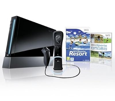 Nintendo console wii noire nintendo + wii sports et wii sports resort edition limitée