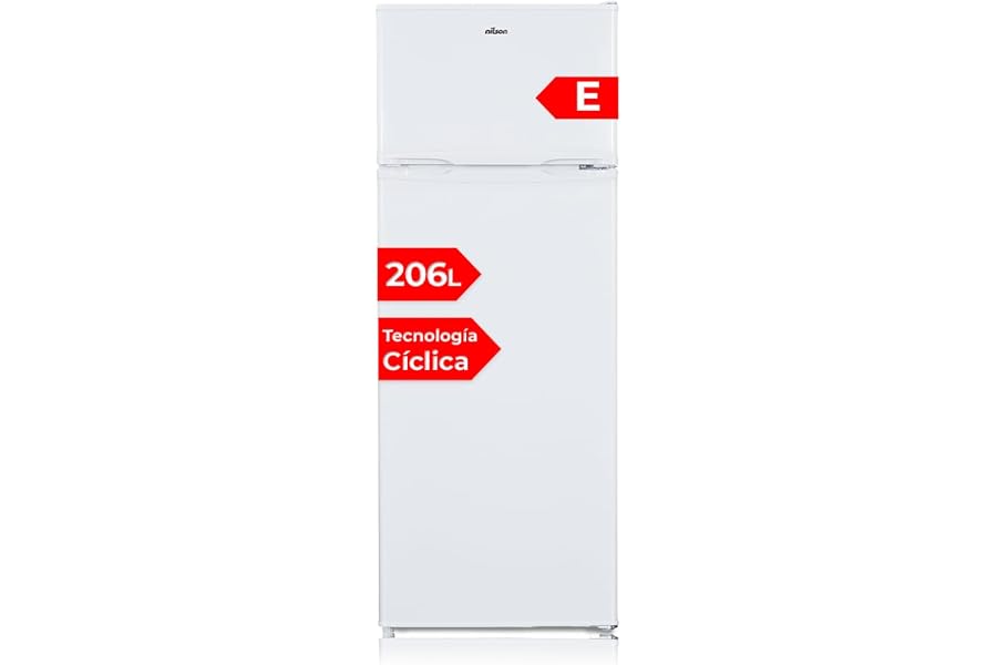 Nilson Frigorífico 2 Puertas Blanco NF145500E. Capacidad 206 L, Puerta Reversible, Bajo Nivel Sonoro, Eficiencia Energética C