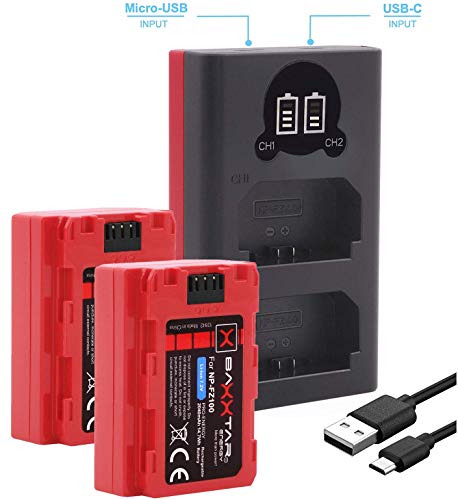 Baxxtar Pro II (2X) Compatible avec la Batterie Sony NP-FZ100 avec Chargeur Mini 18582 LCD Dual génération 2