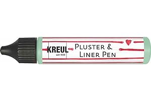 Kreul 49826-Pluster & Liner Pen Mint, 29 ml, Vernice Pluster per Decorare e abbellire, per Effetti Decorativi in 3D con Il fluffing in Forno, con Il Ferro da Stiro o con l'asciugacapelli, 29 unità