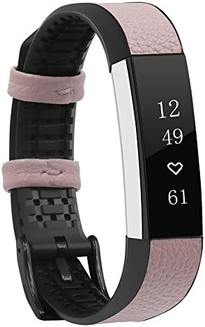 FLOWO For Fitbit Alta HR Bands and Fitbit Alta Bands, Classic Accessory Genuine Leather Replacement Wristband Strap for Fitbit Alta HR and Alta (Pink)