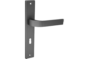 domino Türgriff 72 Drückergarnitur BB-Buntbart Set Langschildgarnitur Türklinke für Zimmertür, Bürotür, Kellertür & Innentür L-Form Aluminiuml Titan Türdrückergarnitur FOKUS M8