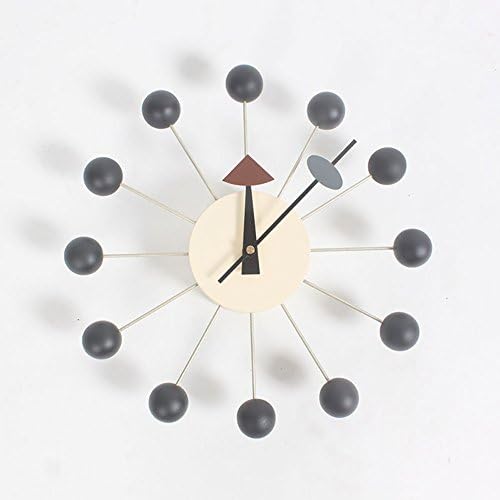 HHYS Nelson Black Ball Clock Wooden Balls Aluminum Holder Atomic Ball Wall Candy Clock F103
