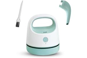 HEGEHE Mini pulitore USB per desktop, aspirapolvere da tavolo, portatile, con spazzole, contenitore di raccolta svitabile, per tastiera e vestiti, strumento di pulizia del tavolo (blu)