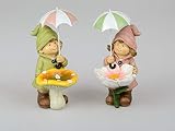 Tamaño: 23 cm. - Formano - - Figuras de jardín para niños de Verano con Paraguas, Setas y Flores, 23 cm de Alto, en Juego de 2 Paul y Jule.