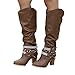 Produktbild Yazidan Mode Knöchel Stiefel Hoher Absatz Schuhe Retro Glänzend Nieten Stiefel Lange Frau Damen Mittel Militär Dick Unterseite Low Heels Schnalle Gurt Gürtel Faux Absätze Martin(Kaffee,UK:5)