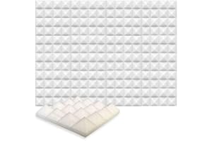 Arrowzoom 24 Polyurethane Pyramide Panneaux Mousse Acoustiques 25x25x5cm Correction Phonique anti bruit Retardateur flamme studio xd'enregistrement absorbant acoustique Blanche 1034