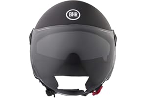 BHR Casco Demi-Jet 840 DUAL SHIELD - Casco Scooter Doppia Visiera Omologato ECE 22.06 con Visierino Interno Parasole e Sgancio Micrometrico - Nero Opaco M