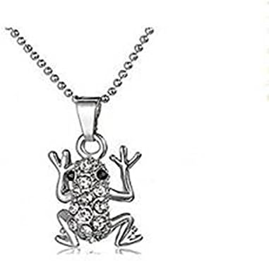 Minifamily® Fashion Alloy Bling Bling Shine Frog Silver Pendant Necklace Come With Free Unique Ring and Rubber Wrist Band