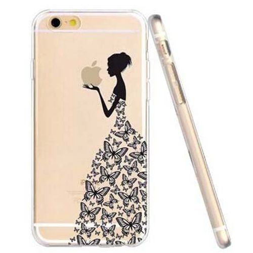 JIAXIUFEN tel  fono caso cubrir volver piel protectora Shell Carcasas Funda para iPhone 6 Plus iPhone 6S Plus - Henna Series Apple Butterfly Girl