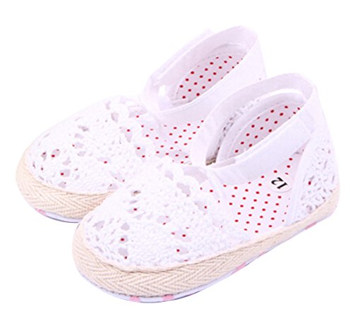 Baby Girls Summer Hollow Out Soft AntiSlip Prewalker Shoes Sandal (6-9 Months, white)
