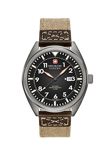 Swiss Military Men's SM34521AEU/H03 Quartz Watch with Black Dial Analogue Display and Fabric Strap