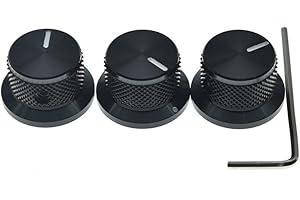 DOPRO Juego de 3 perillas de aluminio para potenciómetro de 1/4 pulgadas universales para sombrero, perillas de control de tono de volumen para guitarra, bajo, AMPS/preamplificadores, color negro