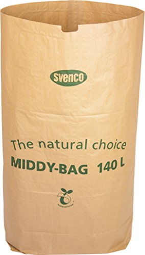 Alina - Sacchetto in carta biodegradabile da 140 litri per rifiuti compostabili o per bidoni della spazzatura con ruote + guida al compostaggio (lingua italiana non garantita), 8 sacks