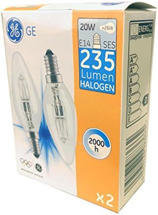 GE lighting glow plug halogen bulb 20 W = 26 W, E14, 235 lumen, 2,800 K warm white