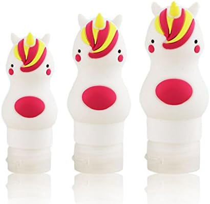 Silicone Travel Bottle set ,Refillable Cosmetic Travel Containers, 3 Packs Unicorn (38 ml/1.34 oz, 60 ml/2.11 oz, /88 ml/3.1 oz)