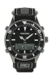 KAHUNA HERREN-ARMBANDUHR, SPORTLICH, SCHWARZES ZIFFERBLATT, NYLON-ARMBAND, WASSERDICHT BIS 50 M - K5V-0012G