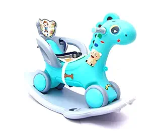 Babyzone Toys 3 in 1 Baby Horse Rider | Rocker for Kids 1-3 Years Birthday Gift for Kids/Boys/Girls/Rio Rider Cum Rocker Musical Toy with Lights (Blue)