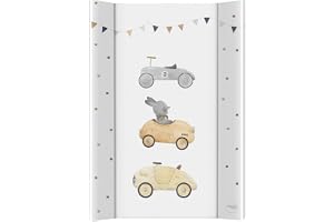 CEBA BABY Mjukt skötdyna, 50 x 70 cm – profilerad skötmatta för fasta dokument, Basic, OEKO-TEX® Standard 100 (Bunny Driver)