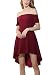 Produktbild hippolo Damen Off Schulter Sommer Ball Cocktail Skater Kleid rot XL