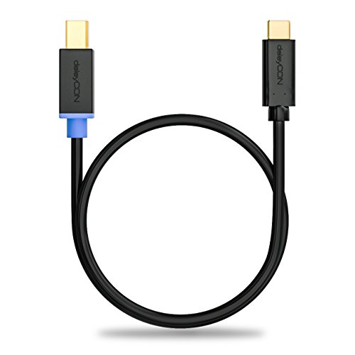 deleyCON 0,5m USB Kabel / Stecker Typ 3.1 / C auf B / USB 3.0 Speed 5 Gbit/s / Datenkabel / für z.B. Computer / Drucker / Externe Festplatte – Schwarz - 4