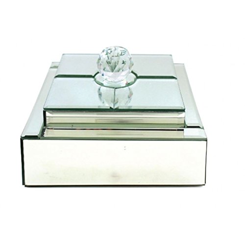Luxury Modern Mirrored Finish Jewellery Box With Large Crystal