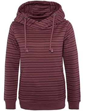 SUBLEVEL Damen Kapuzenpullover | Hoodie | Gestreifter Sweat-Pullover in Blau, Grau & Rose