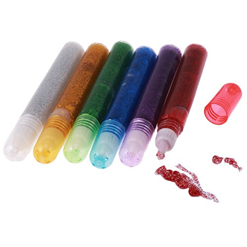 MagiDeal 6pcs Glitter Glue Glue Stifte Glitter Gelmalstifte – Dunkle Farbe - 7