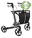 Produktbild Rehasense Leichtgewicht Rollator Server grau für Senioren mit abnehmbarer Einkaufstasche, bequemen Sitz und Steighilfe, höhenverstellbar, faltbar und bis 150 kg belastbar (L)