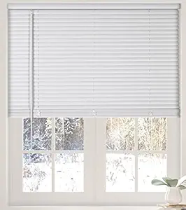 Calyx Interiors 1? Cordless Vinyl Mini Blinds, White, 35.5