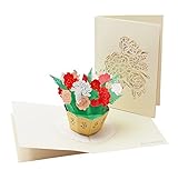 Karte zum Vatertag, auch ideal als Dankes- und Gl&uuml;ckwunsch-Karte mit extra Seite f&uuml;r Text, einzige 3-seitige Klapp-Karte, liebevolle 3D Pop-Up Vatertagskarte mit Blumen-Strau&szlig;