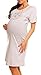 Happy Mama Women's Maternity Nursing Breastfeeding Nightdress Shirt Gown. 392p (Grey Melange, 12)