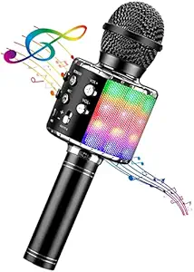 Wireless Bluetooth 4 in 1 Karaoke Wireless Mic Perfect for Kids Birthday Party - Best Gifts for Kids Adults Brand ROVNE (Black)