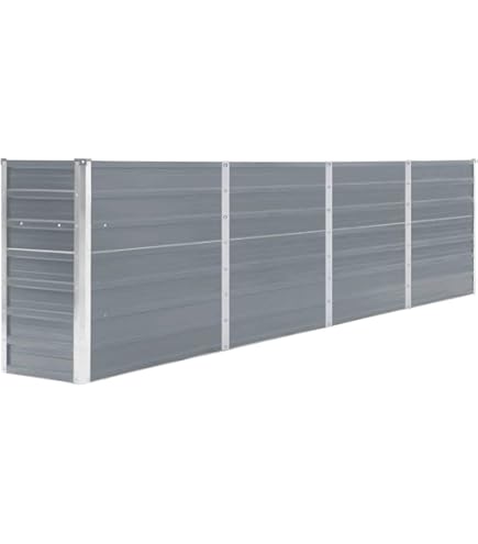 Lit Surélevé Jardin VidaXL 320x80x77 Cm - Acier Galvanisé Anthracite