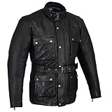 Diese einzigartige Jacke besteht aus handgewachstem Vollnarbenleder mit Öl-Finish im Used Look, wodurch der Stoff wasserabweisend wird - abnehmbare Thermo-Steppweste - Lange Ärmel mit Netzstoff.