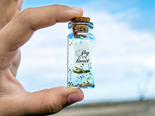 Sky is the limit. No limits. you can do it! Motivational gift. Origami plane. Paper plane. Message in a bottle.