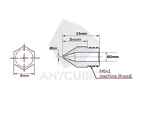 Anycubic 5pcs 0,4mm 3D-Drucker Düse Extruder Druckkopf für 1,75mm MK8 MakerBot - 7