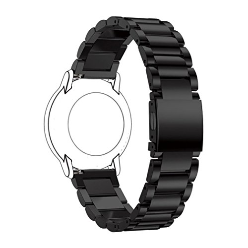 Preisvergleich Produktbild Sansee Schildkröte Wölbung drei Perlen Edelstahl Universalband 18mm Edelstahl poliert Uhrenarmband Armband für Huawei Asus Zenwatch 2 / LG Uhr Stil (Schwarz)