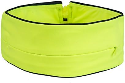 Running Belt Waist Pack with 3 Large Security Pockets and Zipper, Fits All Size Phones Passport and More, Extra Wide Spandex Fanny Pack For Men, Women, Hiking, Travel, Workouts, Sports, Training