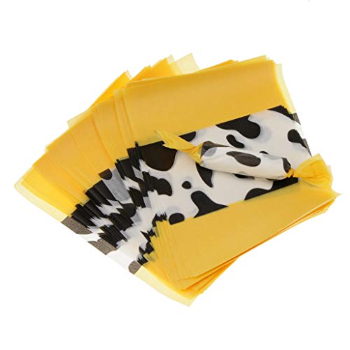 non-brand MagiDeal 1000x Black Dairy Cattle Wax Tissue Paper Xmas Wedding Candy Food Sweets Wrapping - Yellow, 9x12.5 cm