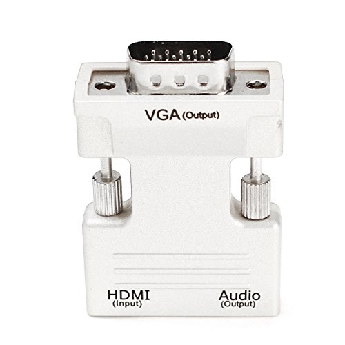 ONCHOICE( HDMI Buchse auf VGA Stecker ) 1080P HDMI zu VGA Konverter Adapter Box Audio Port VGA Verlängerungskabel Mini USB Energien Kabel 3,5 mm Audio Kabel Weiß