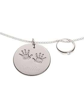 Taufset Taufring Zirkonia & Anhänger mit kleinen ausgestanzten Händen Panzerkette inkl. Wunschgravur 925/- Sterling...