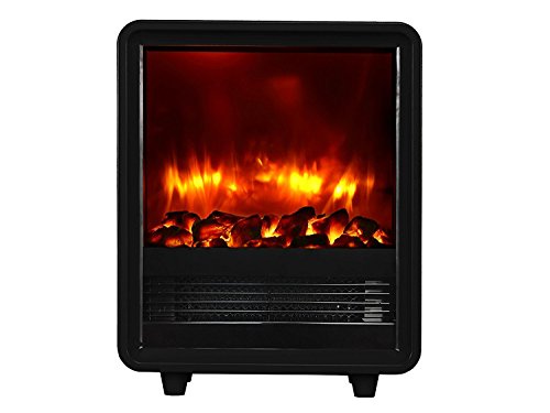 CrownFlame EF63B-B, Farbe schwarz, 12 Zoll tragbare Mini-Kamin-Heizung, umweltfreundliches, effizientes Heizelement, 2000W - 4