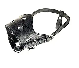 PetCeptual Adjustable Leather Dog Muzzle Comfort Secure Anti-Barking Allows Drinking and Eating (Extra Small)