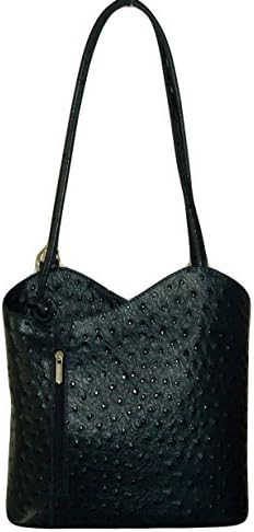 Handbag Bliss Italian Leather Ostrich Effect Shoulder Bag Rucksack