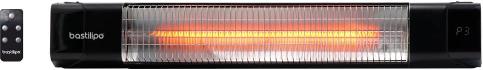 Bastilipo - Estufa para exterior empotrable Modelo Prometeo E-1500, 1500W de potencia, mando a distancia, resistencias de infrarrojo de amplio expectro.