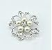 NEW SILVER TONE FAUX PEARL BROACH RHINESTONE CRYSTAL FLOWER LEAF BROOCH WEDDING